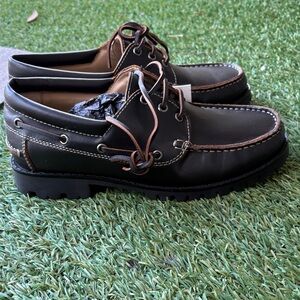 Zara Black Leather Boat Shoes